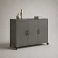 Buffet mobile à 3 portes en acier gris anthracite et noir, 120 x 40 x 90 cm