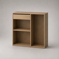 Buffet de rangement en bois finition chêne clair avec 1 tiroir et 3 niches, 90 × 35 × 100 cm