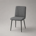 Chaise de salle à manger rembourrée en tissu gris, dossier rectangulaire et pieds en acier noir, 48 × 57 × 84 cm
