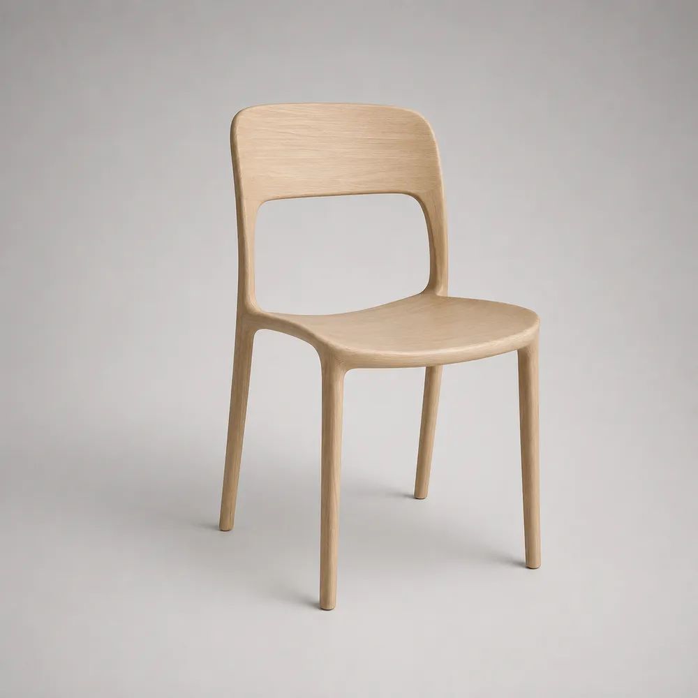 Chaise de salle à manger en frêne massif et contreplaqué plaqué frêne, bois clair naturel, 48 × 52 × 81 cm