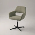 Chaise pivotante réglable avec accoudoirs en tissu vert sauge et acier noir, 57 x 58 x 78-88 cm