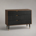 Buffet bas rectangulaire à 3 tiroirs en MDF plaqué noyer noir et brun, 120 × 40 × 90 cm