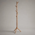 Porte-manteau sur pied en bois à 7 crochets, forme arbre, brun naturel, 175 × 50 × 50 cm