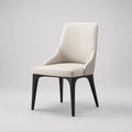 Chaise de salle à manger rembourrée avec accoudoirs en tissu crème et bois noir, 56 x 61 x 88 cm