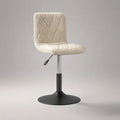 Chaise pivotante réglable en similicuir PU ivoire avec socle rond en acier, 45 x 49 x 78-93 cm